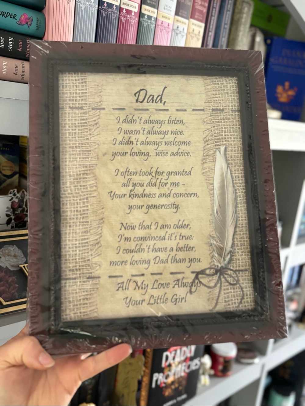 Framed 'Dad' Poem Wall Art - Brown Frame, Beige Print